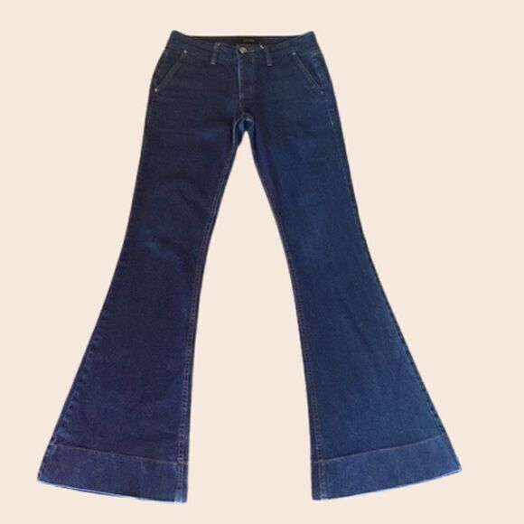 Rubinella Dark Wash Low Rise 70's Style Flared Jeans Size 28 - Picture 1 of 11